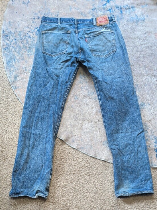 Levi's Distressed Straight Fit Blue Denim Jeans Men's 38x34 US
