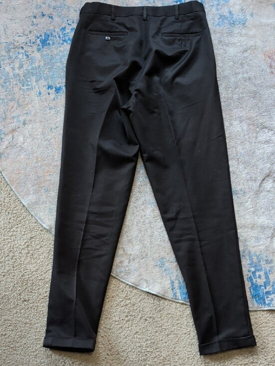 Roundtree & Yorke Black Flat-Front Dress Pants Men's 32x34