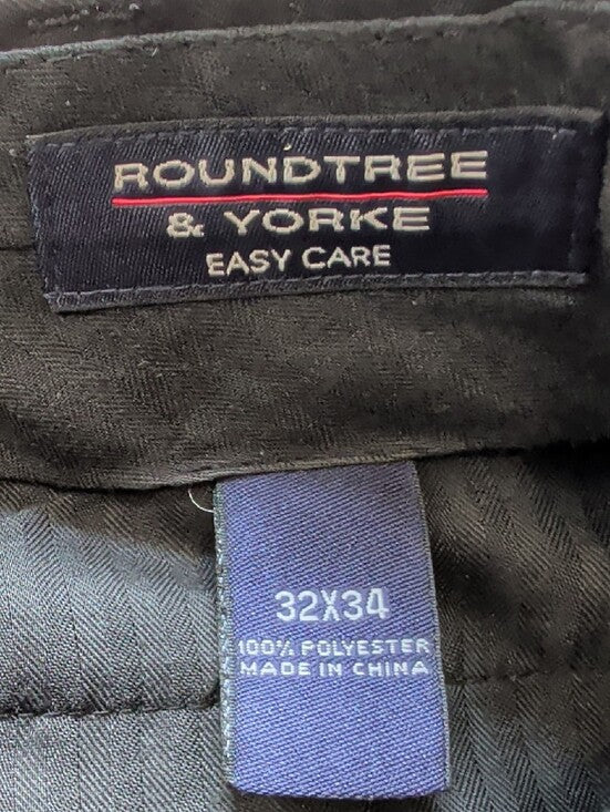 Roundtree & Yorke Black Flat-Front Dress Pants Men's 32x34