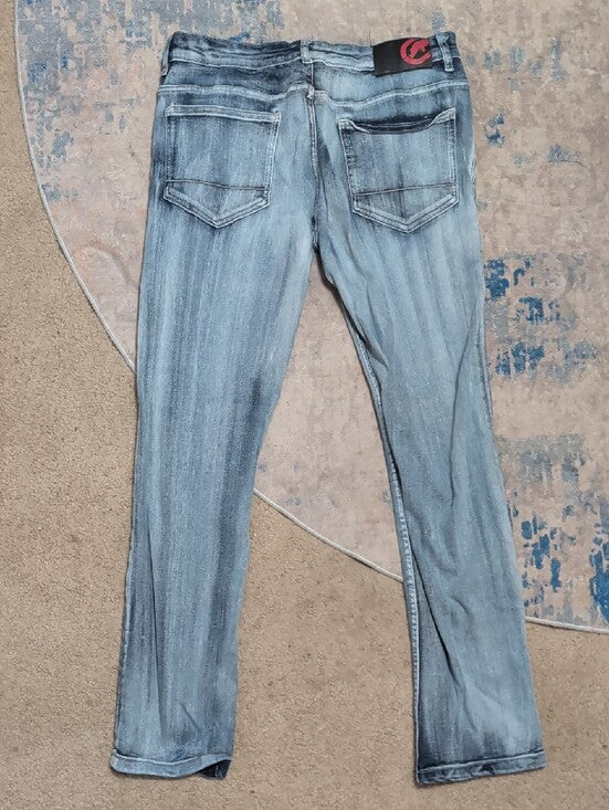 ecko unltd. Light Blue Skinny Jeans with Subtle Fade Men's W34"X30"