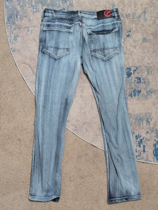ecko unltd. Light Blue Skinny Jeans with Subtle Fade Men's W34"X30"