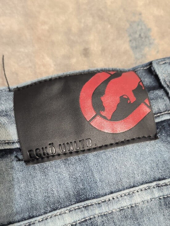 ecko unltd. Light Blue Skinny Jeans with Subtle Fade Men's W34"X30"