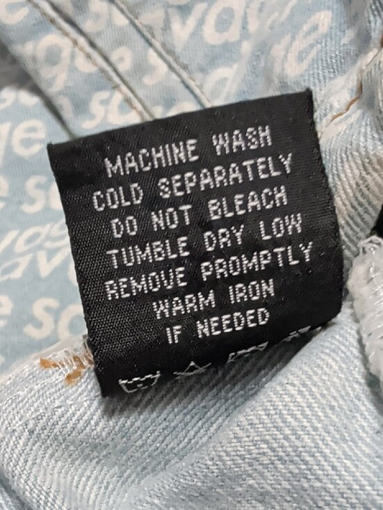 Savage Denim Monogram Logo Print Trucker Jean Jacket Men's Medium Y2K