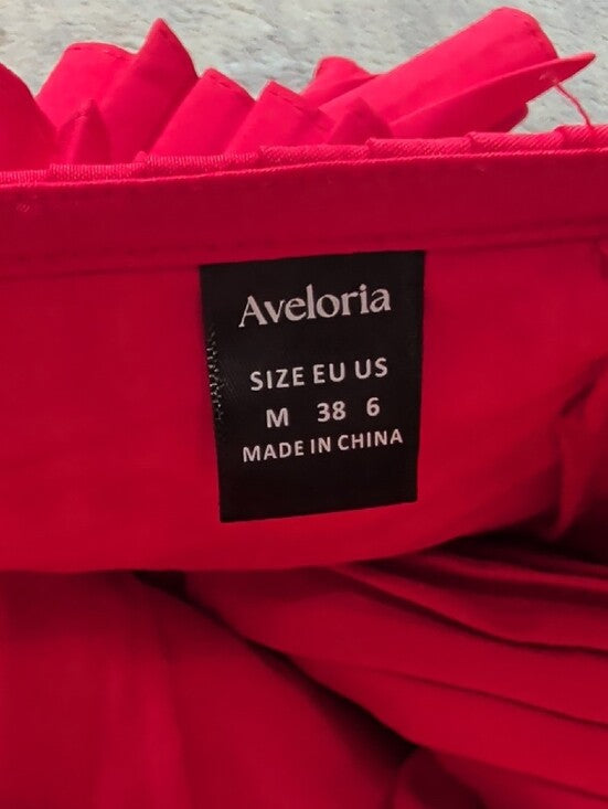 Aveloria Red Pleated V-Neck Peplum Blouse Women's Medium US
