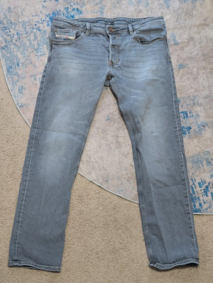Diesel Slim Straight Jeans in Washed Gray-Blue Men's 38"X32"