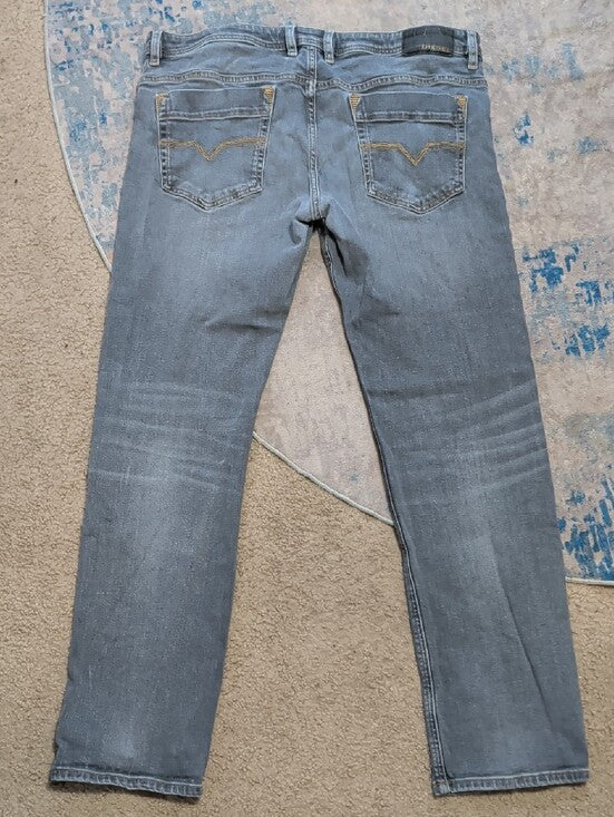 Diesel Slim Straight Jeans in Washed Gray-Blue Men's 38"X32"
