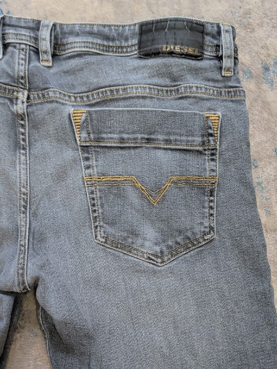 Diesel Slim Straight Jeans in Washed Gray-Blue Men's 38"X32"