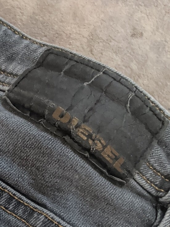 Diesel Slim Straight Jeans in Washed Gray-Blue Men's 38"X32"