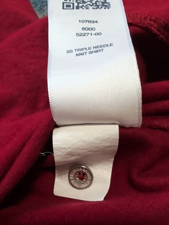 True Religion Men's Medium Short-Sleeve Button-Down Shirt in Red 100% Cotton