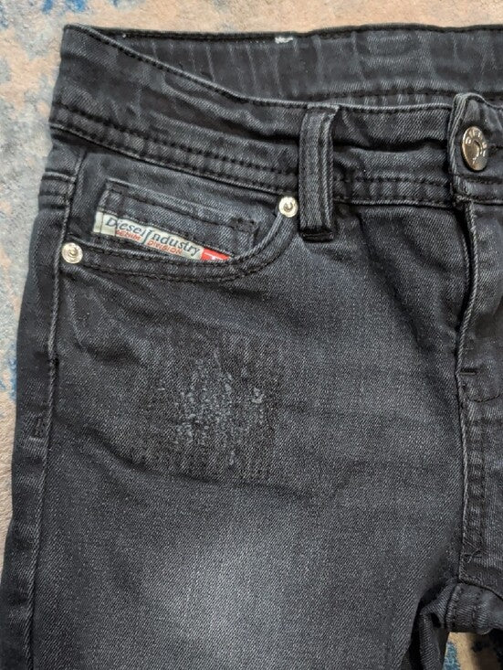 Diesel Kids Black Slim Fit Distressed Cut-Off Jeans Boy's 10 US