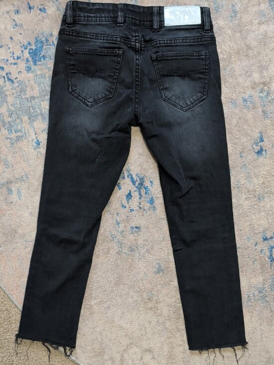 Diesel Kids Black Slim Fit Distressed Cut-Off Jeans Boy's 10 US