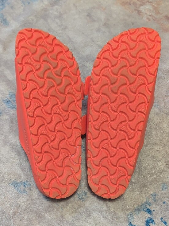 Birkenstock Style Women's Two-Strap Slide Sandals in Bright Coral Women's 37 EUR/ 6.5 US
