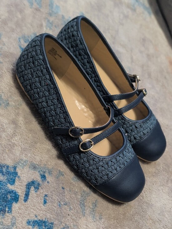 Janie and Jack Kids Navy Double-Strap Mary Jane Flats Girls 3K