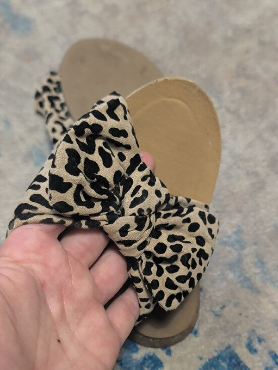 Blowfish Malibu Leopard Bow Slide Sandals in Beige/Black Women's 7 US