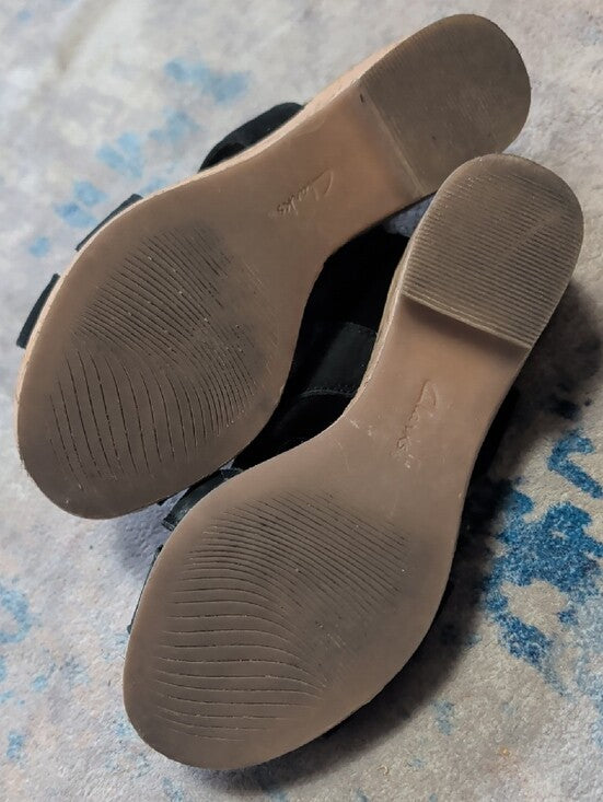 Clarks Black Suede Crisscross Slingback Wedge Sandals Women's 6 US