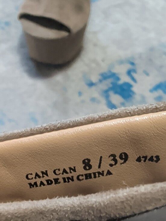 NWOT Chinese Laundry Suede Peep-Toe Taupe Platform Wedge Booties w/ Studded Cuff 8 US
