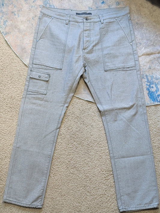 Sean John Retro Light Gray Cargo Trousers Mens W38" 100% Cotton