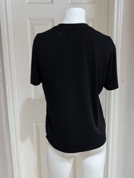 Buttercloth Luxe Black Short-Sleeve Henley Polo Women's Small Slim Fit