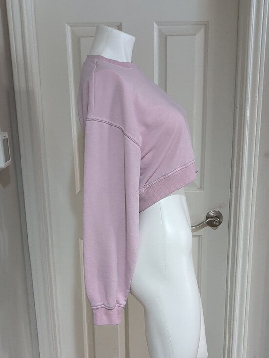 H&M Cropped Light Pink Crewneck Sweatshirt Women's Small
