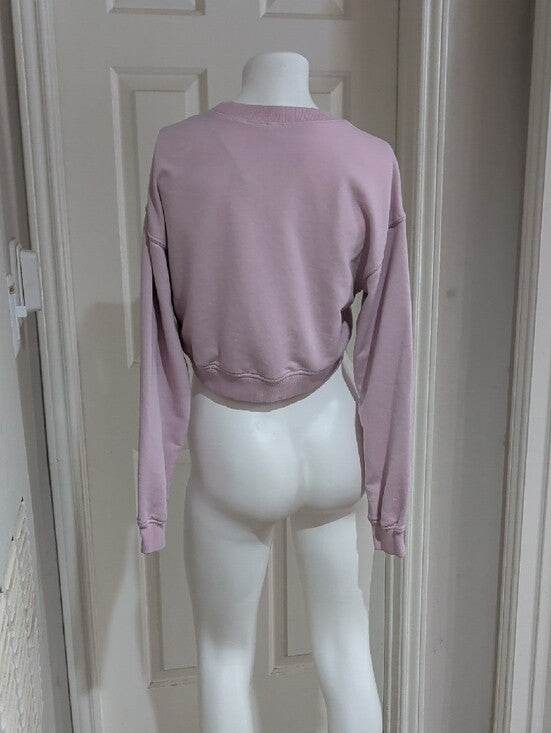 H&M Cropped Light Pink Crewneck Sweatshirt Women's Small