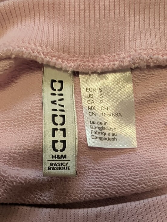H&M Cropped Light Pink Crewneck Sweatshirt Women's Small