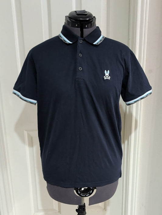 Psycho Bunny Navy Short-Sleeve Polo with Contrast Trim Men's Medium