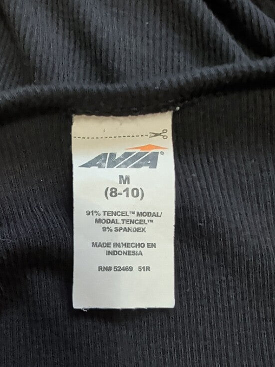 Avia Black Surplice Long-Sleeve Athletic Wrap Top Women's Medium (8-10) US