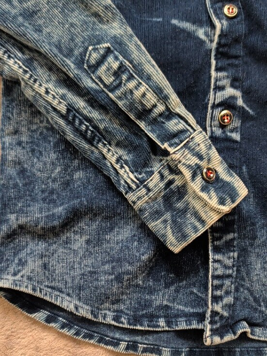 Fire Boys Casuals Kids Washed Dark Blue Denim Corduroy Shirt Boy's 4 US