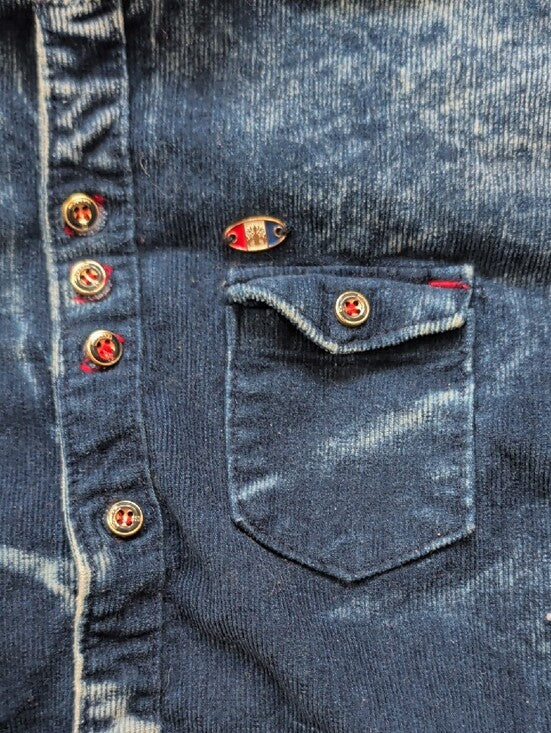 Fire Boys Casuals Kids Washed Dark Blue Denim Corduroy Shirt Boy's 4 US
