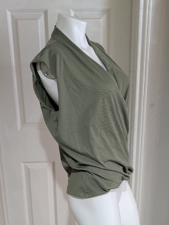 Nine West Olive Green Surplice Drape Sleeveless Camisole Women's Large