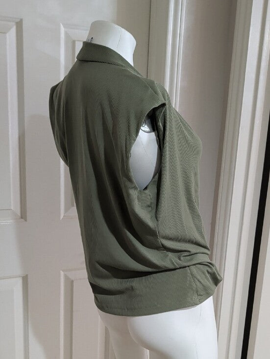 Nine West Olive Green Surplice Drape Sleeveless Camisole Women's Large