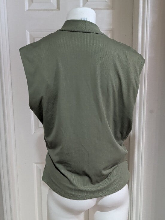 Nine West Olive Green Surplice Drape Sleeveless Camisole Women's Large