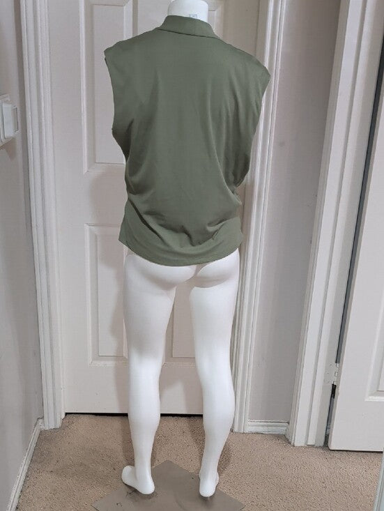 Nine West Olive Green Surplice Drape Sleeveless Camisole Women's Large