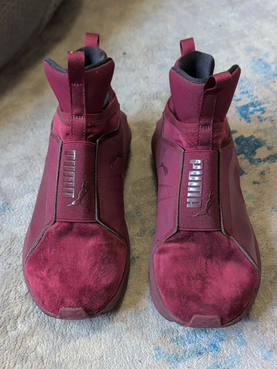 Puma Slip-On High-Top Sneakers in Burgundy Women's 7 US/ 4.5 UK Unisex