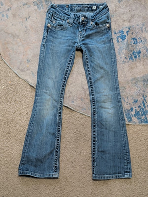 Miss Me Girls Kids Blue Flare Jeans with Subtle Whiskering Girls 7 US