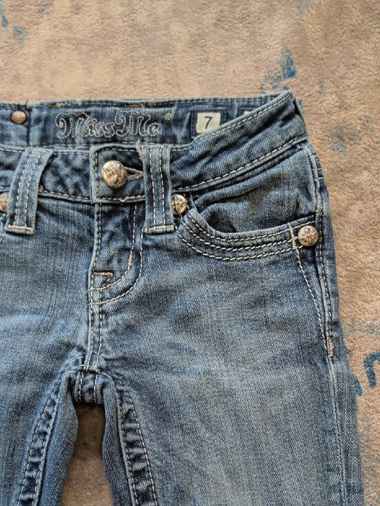 Miss Me Girls Kids Blue Flare Jeans with Subtle Whiskering Girls 7 US