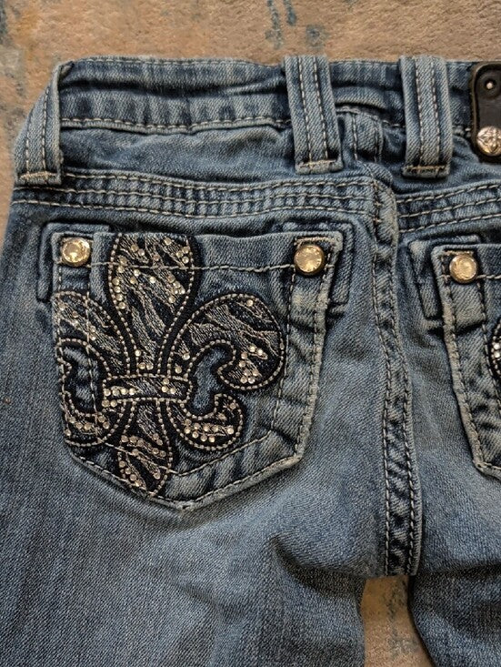 Miss Me Girls Kids Blue Flare Jeans with Subtle Whiskering Girls 7 US
