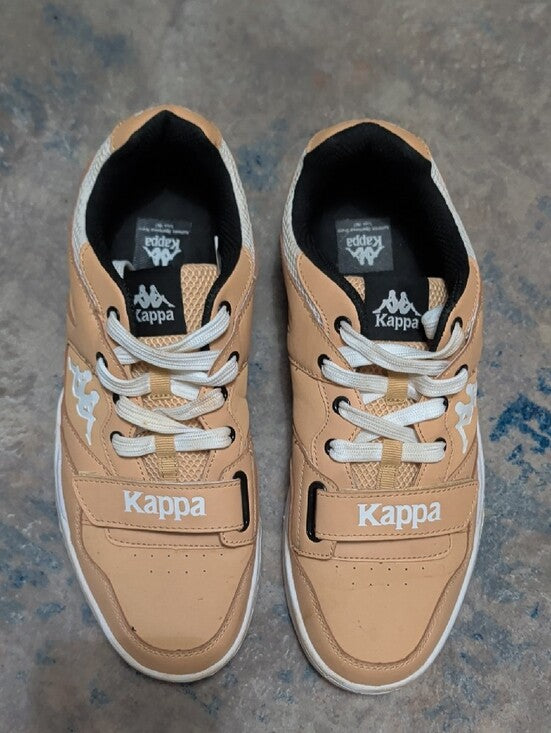 Kappa Men's Tan and White Retro Lace-Up Sneakers 10 US/ 9 UK