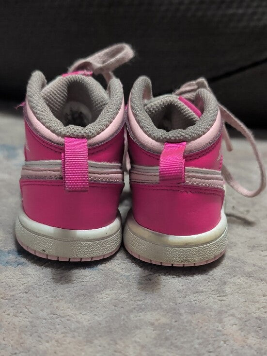 Air Jordan 1 Mid "Fierce Pink" Jordan Kids High-Top Sneakers - Pink & White Girls 8C US