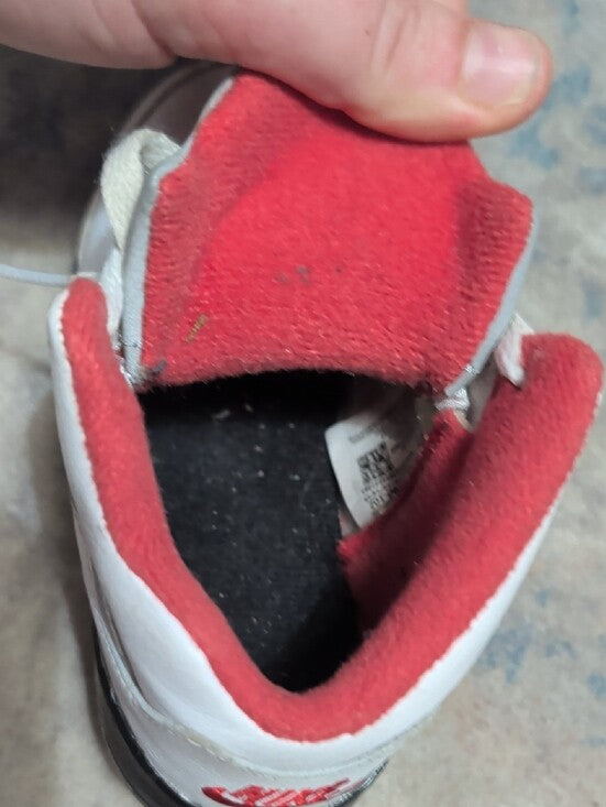 Air Jordan 5 Retro Kids White and Red Low-Top Basketball Sneakers Boys 8C US
