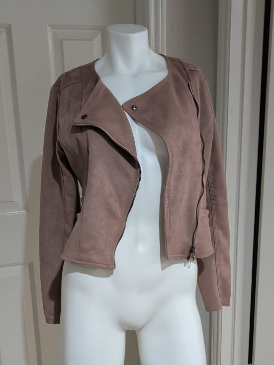 Haute Monde Dusty Mauve Suede-Look Moto Jacket Women's Medium
