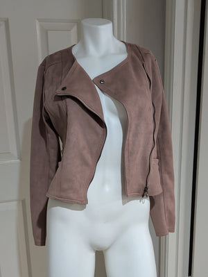Haute Monde Dusty Mauve Suede-Look Moto Jacket Women's Medium