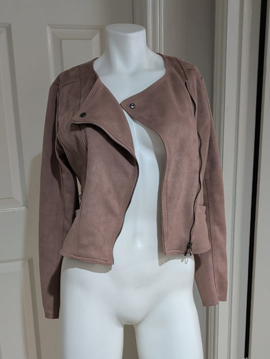 Haute Monde Dusty Mauve Suede-Look Moto Jacket Women's Medium