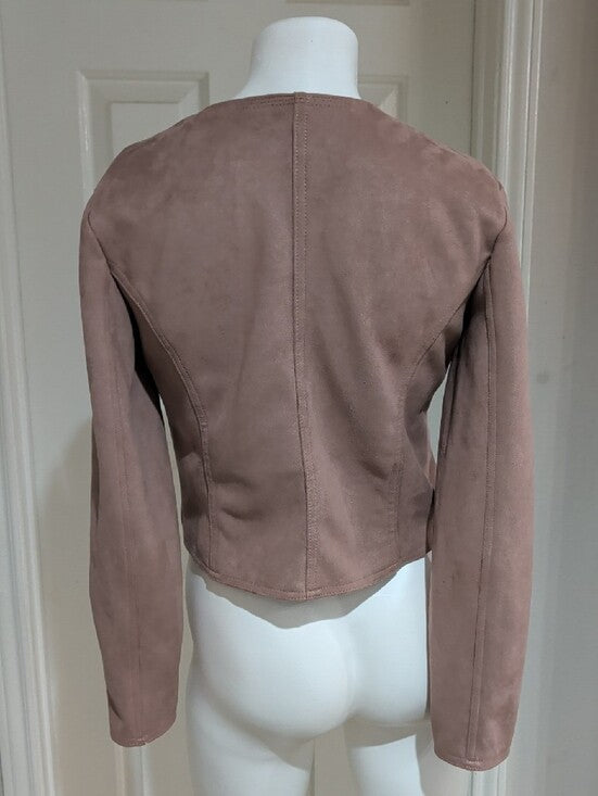 Haute Monde Dusty Mauve Suede-Look Moto Jacket Women's Medium