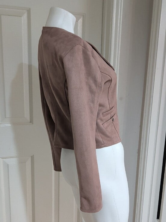 Haute Monde Dusty Mauve Suede-Look Moto Jacket Women's Medium