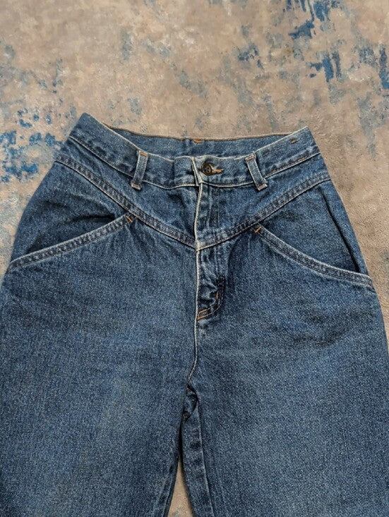 Vintage 80s Benetton High-Rise Tapered Women's Jeans in Dark Blue Denim XS/ 2 US