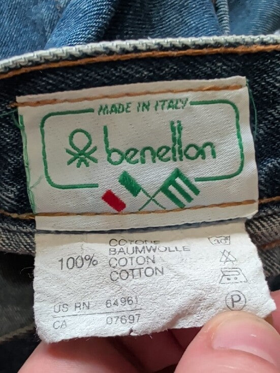 Vintage 80s Benetton High-Rise Tapered Women's Jeans in Dark Blue Denim XS/ 2 US