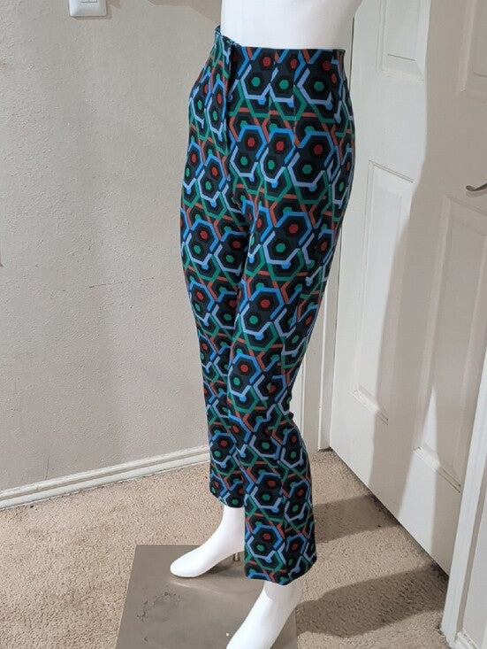 Zara Blue & Green Geometric Cropped Pants Women's XS US