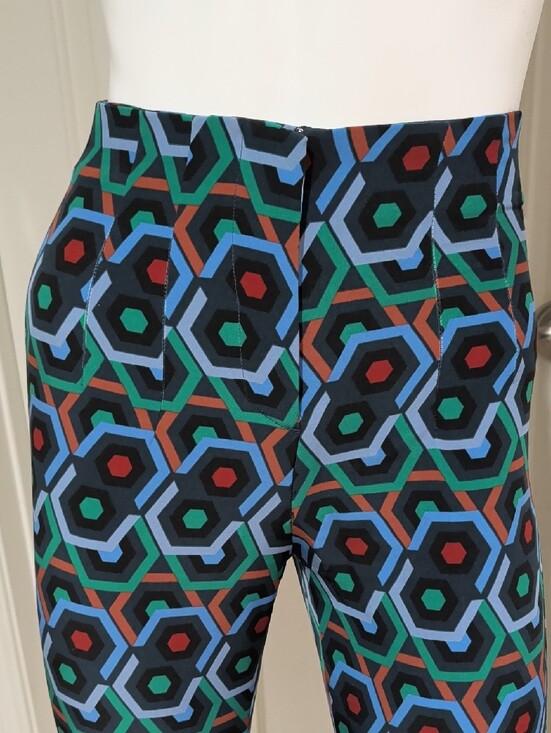 Zara Blue & Green Geometric Cropped Pants Women's XS US