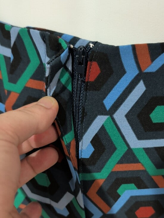 Zara Blue & Green Geometric Cropped Pants Women's XS US